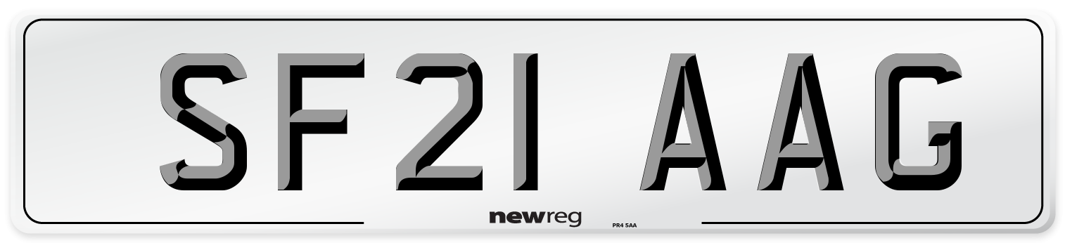 SF21 AAG Number Plate from New Reg